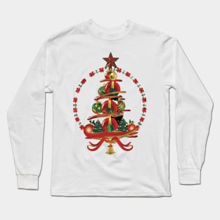 christmas tree holly and berries Long Sleeve T-Shirt